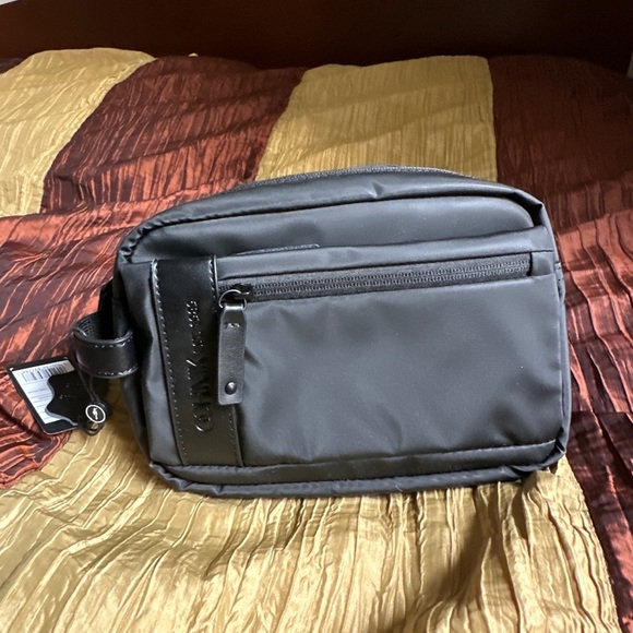 OCHNIK Man’s Zip Toiletry Bag, Genuine Leather + Nylon, Black, NWT - Picture 4 of 12